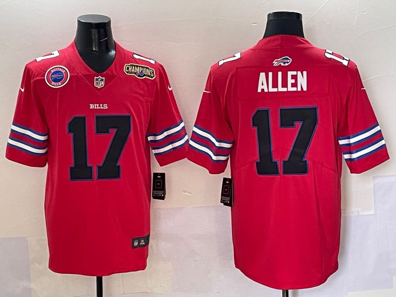 Men 2025 Buffalo Bills 17 Allen Red Throwback Nike Limited NFL Jersey style 3